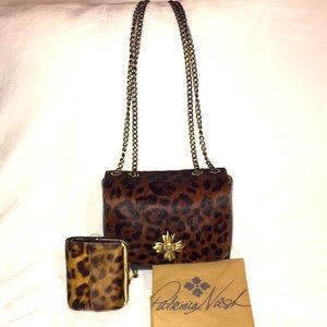 NWT Patricia Nash “Sold Out” Harlow Flap Leopard Print Calfhair Bag and Wallet